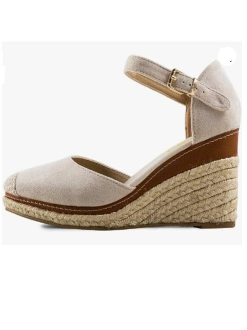 FSJ Women Closed Toe Espadrilles Dressy Wedge Sandal Ankle Strap Buckle Brown
